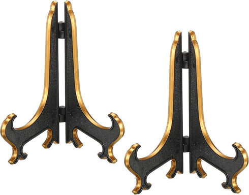 PATIKIL 5" Acrylic Decorative Plate Stand Holder, 4 Pack Table Use Foldable Picture Easel Frame Holder for Displaying Photos, Card, Canvases, Blac...