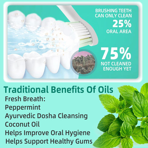 Coconut Mint Oil Pulling Mouthwash with Tongue Scraper, Helps with Fresh Mouth, Remove Impurities, Teeth Whitening, Supports Gum Health, Improves ...
