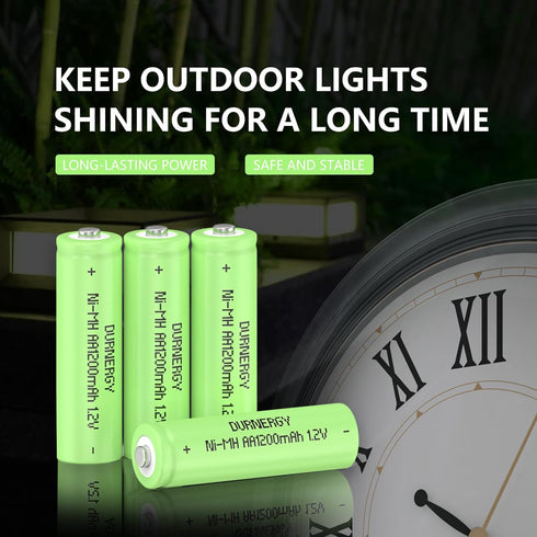 Rechargeable AA Batteries 4 Pack, Double A Battery, 1200mah 1.2v NIMH AA Rechargeable Batteries, AA Solar Batteries for Outdoor Solar Lights...