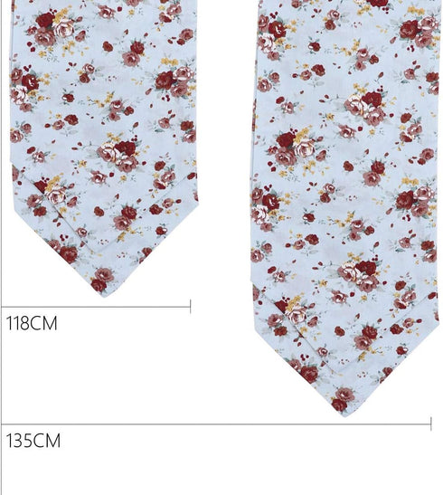 Dan Smith Light Blue,Burgundy,Rosy Brown Long-Self Ascot Tie For Mens 53" Big And Tall Long-Self Cravat Necktie Pocket-Square Set Blue 100% Pure C...