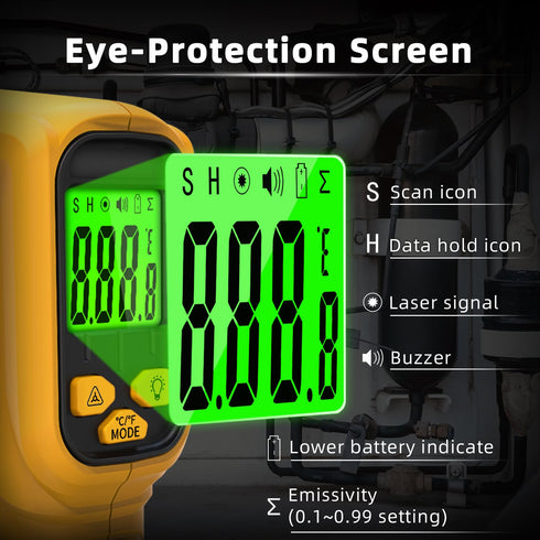 BSIDE Infrared Thermometer Laser Temperature Gun with Adjustable Emissivity for Cooking Pizza Oven Kitchen Automotive Griddle Engine Grill HVAC, M...