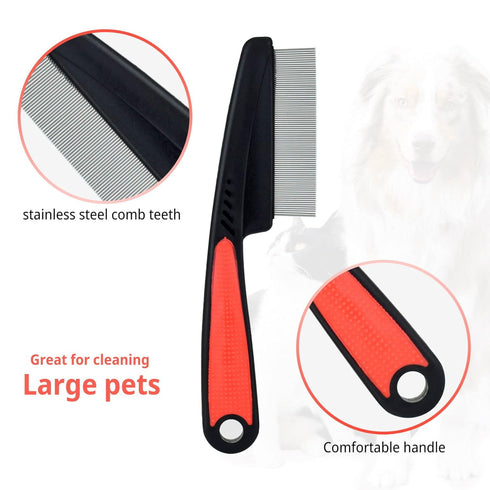 Pet Steel Combs Dog Cat Comb Tool, Dandruff Comb, Multifunction Stainless-Steel Fine-Tooth Grooming Comb Cat Dog Pet Grooming Scalp Effectively Ge...