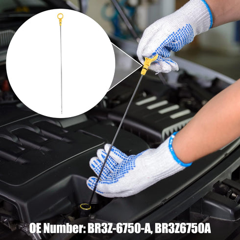 X AUTOHAUX Car Engine Oil Dipstick for Ford F-150 2012-2014 Oil Level Dipstick Oil Trans Level Dip BR3Z6750A Plastic Stainless Steel Silver Tone Y...