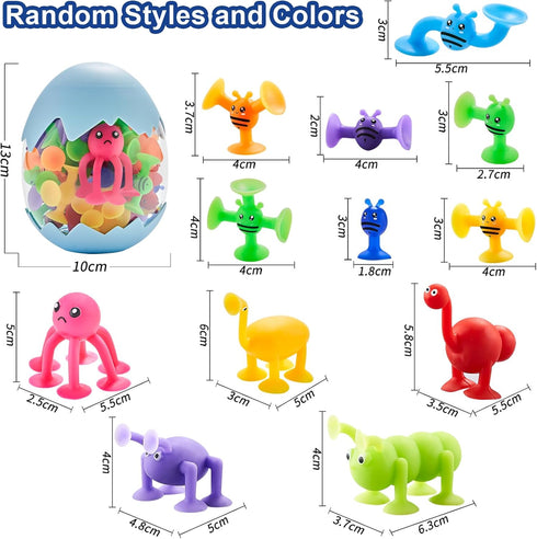 ZMZS Suction Toys for Baby, Bath Toys for Kids Ages 4-8, 40 Pieces Toddler Stress Release Sensory Toys, Suction Cup Animal with Dinosaur Eggshell ...