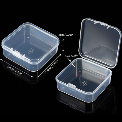 36 Pieces Small Clear Plastic Beads Storage Containers Box with Hinged Lid, Storage Case of Small Items, Crafts, Jewelry, Hardware (2.12 x 2.12 x ...