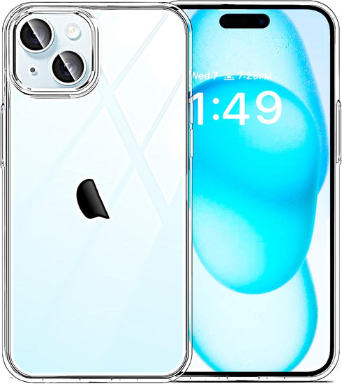 JJGoo Compatible with iPhone 15 Plus Case Clear, Soft Clear TPU Phone Cases, Shockproof Transparent Bumper Cover Slim Thin Phone Case...