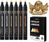 6Pcs Liquid Chrome Paint Markers, Dual Tips Gloss Mirror Marker, Oil-based Permanent Chrome Maker, Reflective Metallic Pen Markers for Repairing, ...