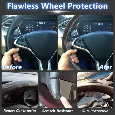 Steering Wheel Cover for Tesla Model 3 Model Y Wrap Protector,Carbon Fiber Finishes Design, Interior Modification Auto Tesla Model Y / 3 Accessori...