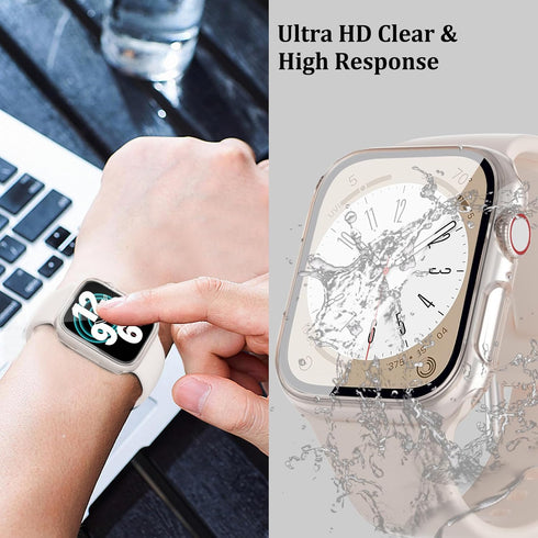 2 Pack Waterproof Case Compatible with Apple Watch 40mm SE (2nd Gen) Series 6 5 4 with Tempered Glass Screen Protector, Full Protective Hard PC Bu...