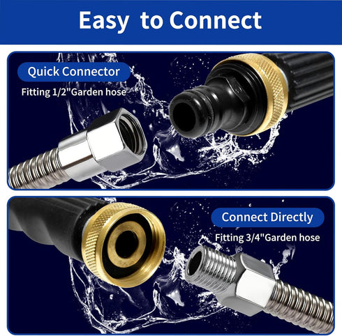 Jet Spray Nozzle High Pressure Hose Nozzle, Upgraded Pressure Washer Wand Gun with 2 Spray Nozzles and Quick Connectors for Car Window Glass Washi...