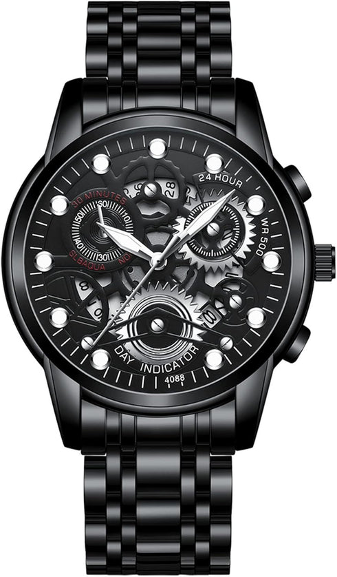Avaner Men's Wrist Watch Stainless Steel Skeleton Quartz Watch with Luminous Hands...