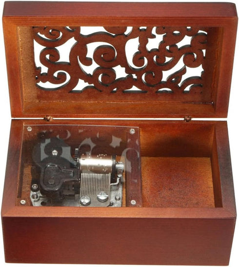 FnLy Antique Engraved Wooden Wind-Up Musical Box,Love Story Musical Box,with Silver-Plating Movement in,Rectangle...