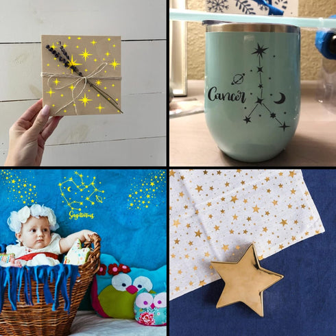16 Star Stencils for Wall Painting Moon Twinkle Stars Stencil for Card Making Paint Reusable Star Zodiac Constellation Stencils for Walls Wood Bur...