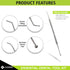 Cynamed Essential Dental Tool Kit Premium Stainless Steel Pick Oral Care Kit Hygiene Tooth Scraper Tartar Dental Scaler Tweezers Mouth Mirror for ...
