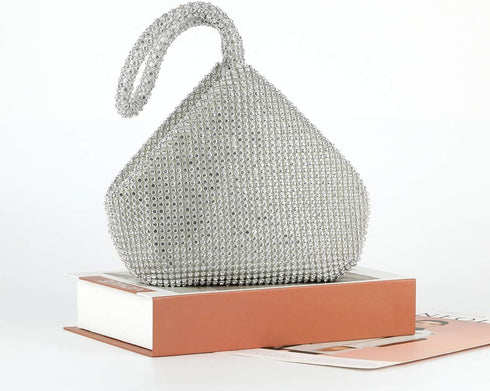 Vgift Upgraded Medium Rhinestone Wrist Purse, Women Bling Evening Bag Sparkly Clutch for Prom Night Out Cocktail...