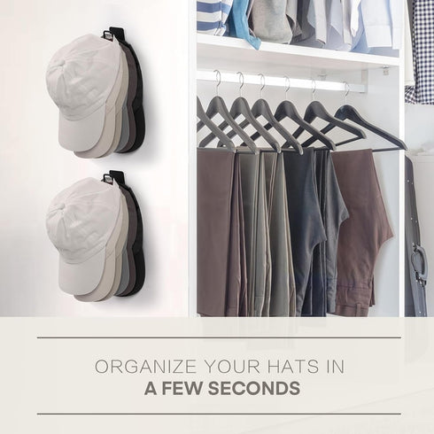8 Pack hat racks for baseball caps wall, Stainless Steel Hat Organizer for baseball caps, No-Drilling,Strong Adhesive Hat Hanger, Hat Holder for p...