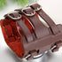 JewelryWe Black Brown Hip-hop Gothic Punk Style Men Watch Wide Leather Fashion Cuff Wristwatch...