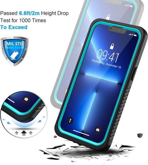 Lanhiem for iPhone 13 Pro Max Case, IP68 Waterproof Dustproof Shockproof Cases with Screen Protector, Full Body Protective Front and Back Cover fo...