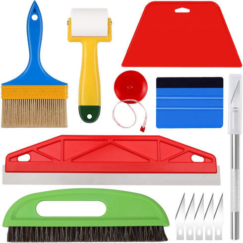 WRAPXPERT Wallpaper Smoothing Tools,Wallpaper Tool Kit with Squeegee Smoother,Seam Roller,Wallpaper Brush for Wallpaper Hanging,Contact Paper,Viny...