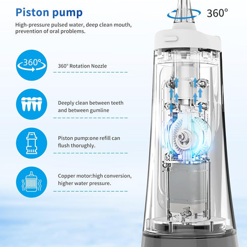 Water Dental Flosser Portable Teeth Cleaner 9 Modes Water Picks 300ml Large Tank Cordless Oral Irrigator Rechargeable Ipx7 Waterproofe High Pressu...