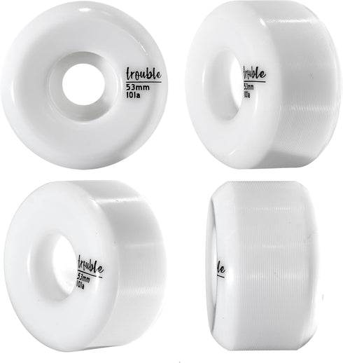TROUBLE SKATEBOARDS Blank Wheels 53mm Skateboard White Blanks (W1)...