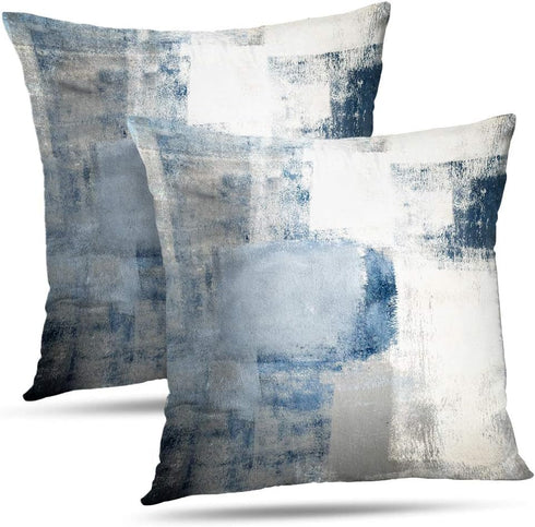 Blue and Grey Throw Pillow Covers 22x22 Teal, 2 Pack Square Decorative Pillow Cases Cushion for Farmhouse Home Decor...