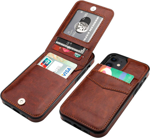 KIHUWEY Compatible with iPhone 12 Compatible with iPhone 12 Pro Case Wallet with Credit Card Holder, Premium Leather Magnetic Clasp Kickstand Heav...