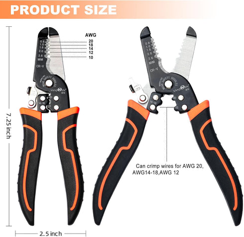Wire Stripper with Cutter and Crimper, Professional Crimping/Stripping tool/Multi-Tool, twist/cutting/wire Hand Tool, Stripping for AWG 10-20(Wire...