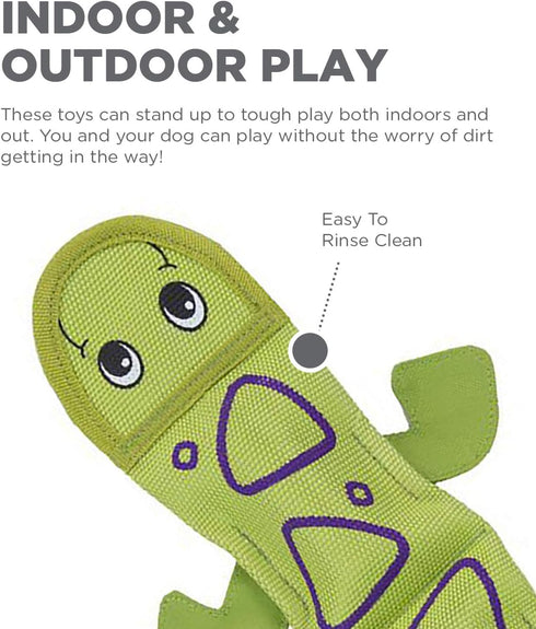 Outward Hound Fire Biterz Green Lizard Plush Firehose Material Interactive Dog Toy, Large...