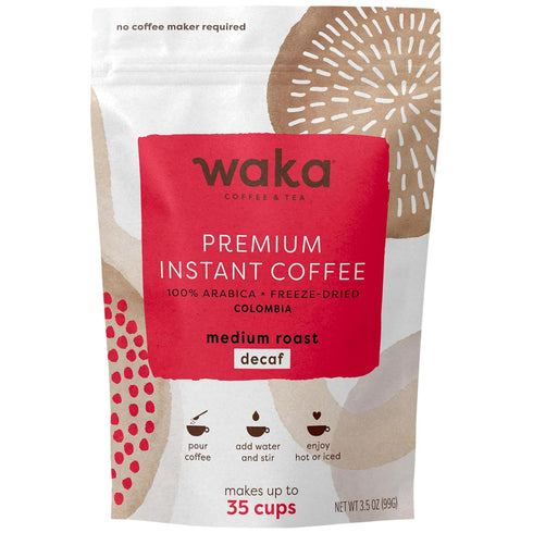 Waka Instant Coffee, Decaffeinated Medium Roast - 100% Arabica Colombian Beans, Freeze Dried Granules, No Sugar or Additives - Bulk Bag for Quick ...