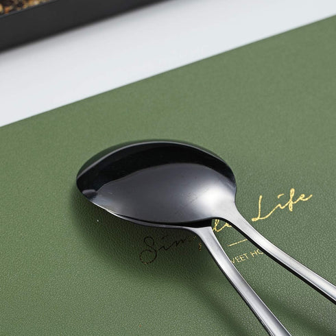 Black Kyraton Titanium Plating Serving Set - 4 Pieces, Includes 2 Spoons and 2 Slotted Spoons...