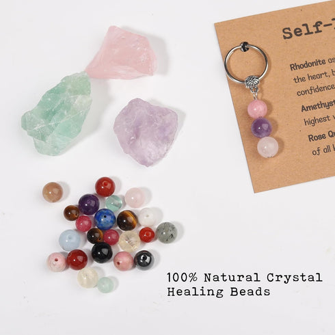 Natural Crystals Keychain Gift for New Beginnings, Small Healing Stones Keychain for Anxiety Relief. Healing Crystals...