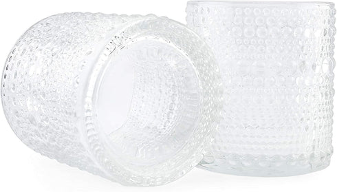 Darware Little Hobnail Drinking Glasses (6oz, 4pk, Clear); Old-Fashioned Beverage Glasses for Tabletop, and Bar Use, and Candle Jars...