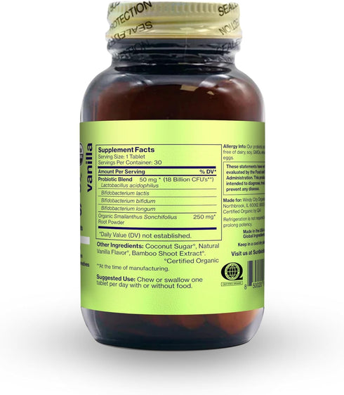 Tummy Tabs - Vanilla Probiotic with Prebiotics 18 Billion CFUs, 4 Probiotic Strains, Daily Probiotic Supplement, Non-GMO, Dairy-Free and Gluten Fr...