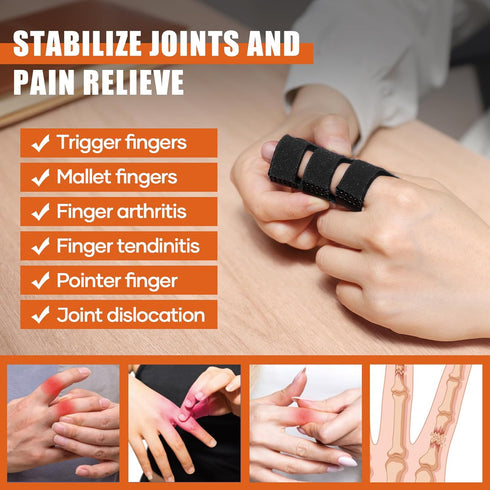 Trigger Finger Splint Finger Splint 2pcs for Arthritis, Injury, Broken Finger Straightening - Finger Brace for Index, Middle, Ring Finger Pain Rel...