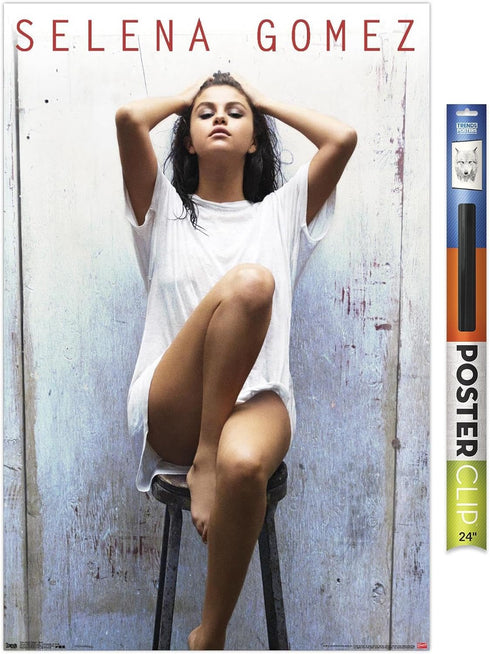 Trends International Selena Gomez - Stool Wall Poster, 34L x 22.4W, Premium Poster & Clip Bundle...