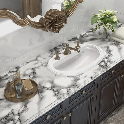 Black and White Marble Contact Paper 15.7 x 78.7 Inches Peel and Stick Wallpaper Vinyl Self Adhesive Removable Waterproof Wall Paper for Counterto...