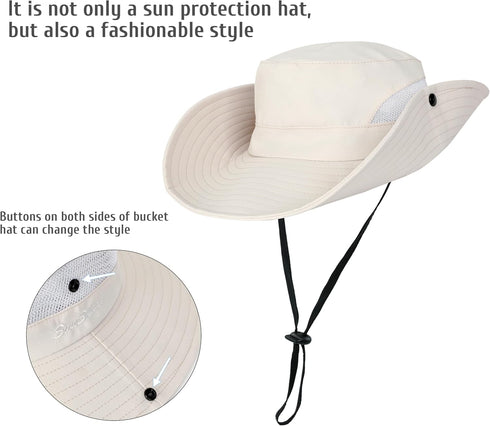 Women's Sun Hat with Ponytail Hole Sun Shade Hat UV Protection Foldable Mesh Wide Brim Beach Fishing Hat for Women...