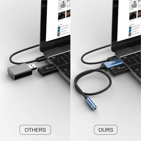MillSO USB to 3.5mm Audio Jack Adapter, Sapphire Blue TRRS USB to AUX Audio Jack External Stereo Sound Card for Headphone, Speaker, PS4, PC, Lapto...