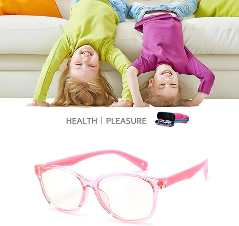 Blue Light Glasses for Kids Girls Boys with Cute Car Case, UV400 Protection, Anti Blue Ray Age3-12...