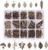 PH PandaHall 150pcs 15 Styles Tree Leaf Charms Pendants, Tibetan Branch Leaves Charms Metal Alloy Leaf Beads Antique Bronze Dangle Charm for Fall ...