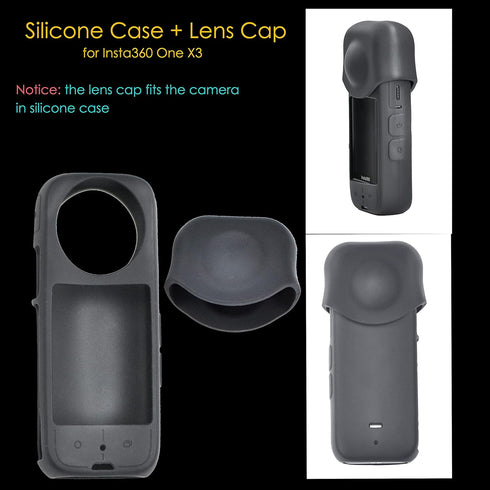 Silicone Case Lens Cap Screen Tempered Film for Insta360 One X3...