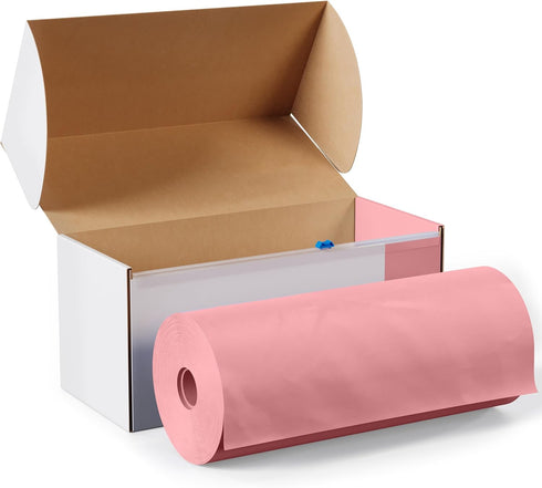 Exquisite Party Solids 54 Inch X 100 Feet Pink Plastic Table Cover Roll in A Cut - to - Size Box with Convenient Slide Cutter. Cuts Up to 12 Recta...