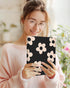 for iPad 10th Generation Case with Keyboard Pencil Holder 10.9 Inch Folio Tablet Cover Women Girls Cute Girly Teens Kawaii Black Flower Unique Des...