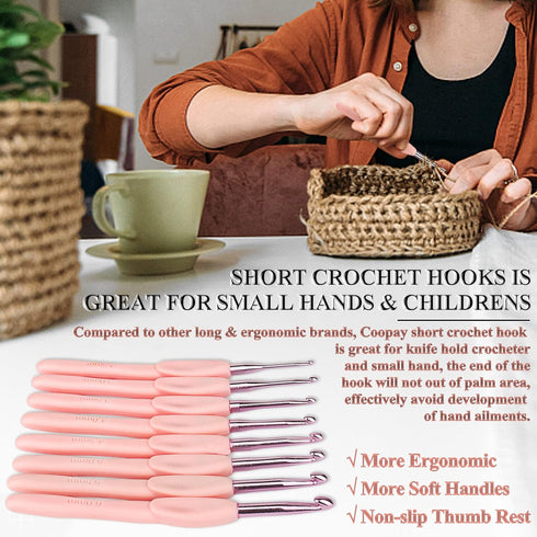 Coopay Ergonomic Crochet Hooks Set Knitting & Crochet Supplies, 8pcs Soft Grips Crochet Needles for Crocheting, Size from 2.5mm to 6.0mm, Ergonomi...