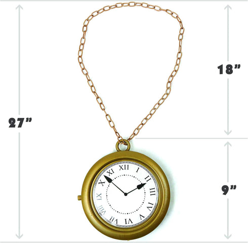 Skeleteen Jumbo Gold Clock Necklace - White Rabbit Clock, 8" Hip Hop Rapper Clock - 1 Piece...