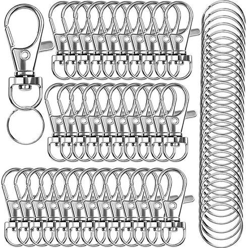 120PCS Premium Swivel Lanyard Snap Hook with Key Rings, Metal Keychain Hooks for Lanyard Crafting(Silver)...