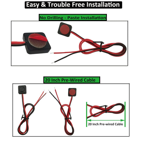 2pcs Momentary Switch 12V 24V Mini Momentary Push Button Switch, 20 Inch Prewired Mini Momentary Surface Mount Switch with Cover, Small Momentary ...