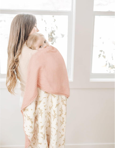 Konssy Muslin Baby Blankets for Girls, 100% Cotton Crib Blanket for Baby Infant Toddler, Super Soft and Lightweight Nursery Blankets 40"x36" (Pink...
