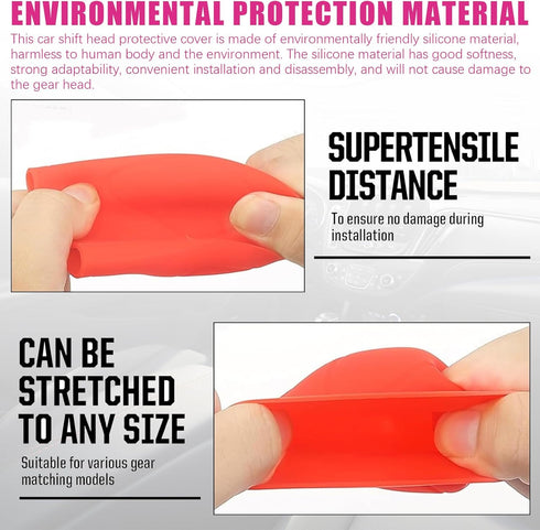 2 PCS Car Silicone Gear Shift Knob Cover, Flexible Anti-Slip Anti-Scratch Protector, Side Opening Design Shift Lever Decorative Accessories, Unive...